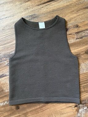 Womens BKE Waffle Knit Tank Top Dark Gray M/L
